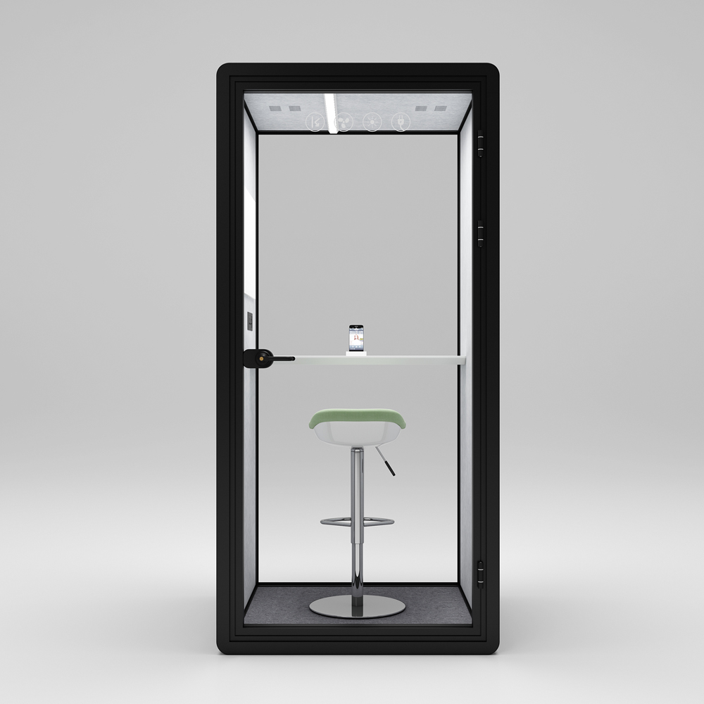 Офисная телефонная будка цвета древесины с черной рамкой HongYe для уединения одного человека