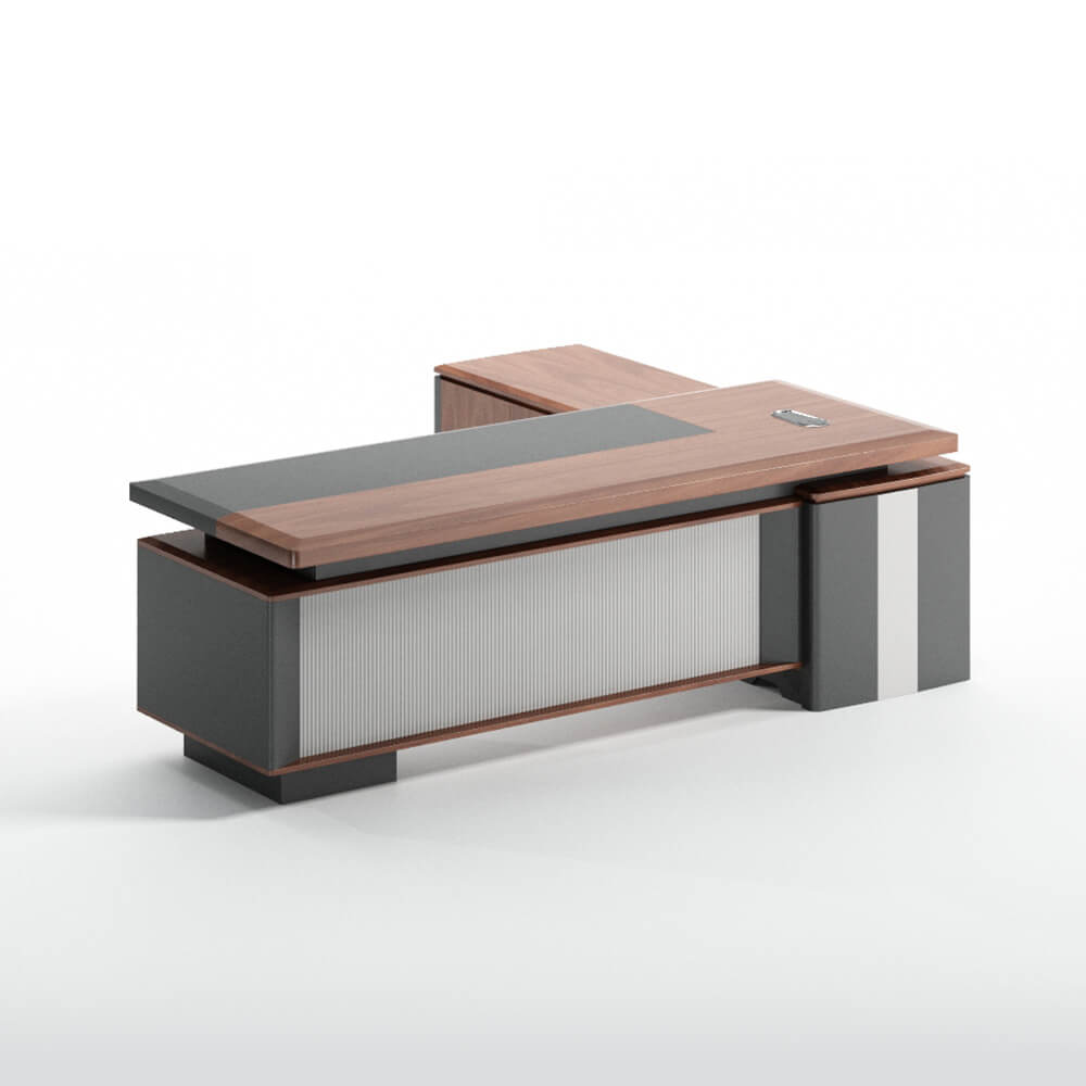 Роскошный современный деревянный офисный исполнительный стол с системой хранения