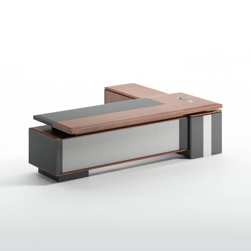 Роскошный современный деревянный офисный исполнительный стол с системой хранения