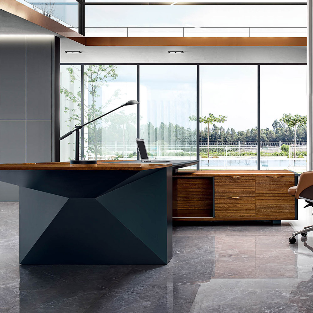 Современный исполнительный L-образный офисный стол